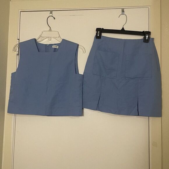 MAREE Blue 2piece skirt and top cropped set size Small - Picture 1 of 6